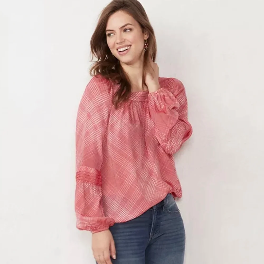 Lauren Conrad shirred pheasant top - Picture 1 of 6